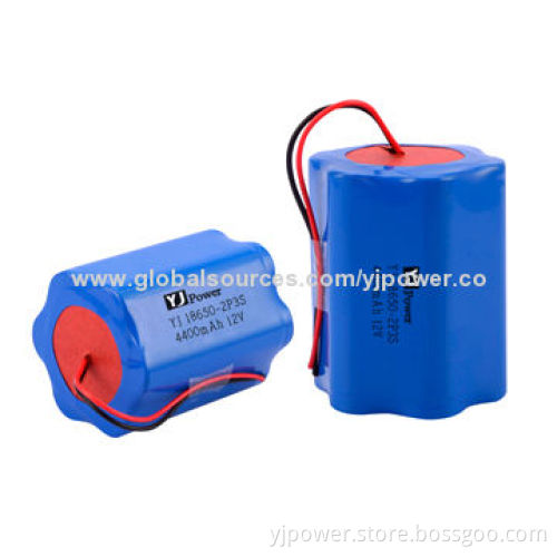 12V/4,400mAh 18650 Battery Pack with 54 x 54 x 67mm Dimensions